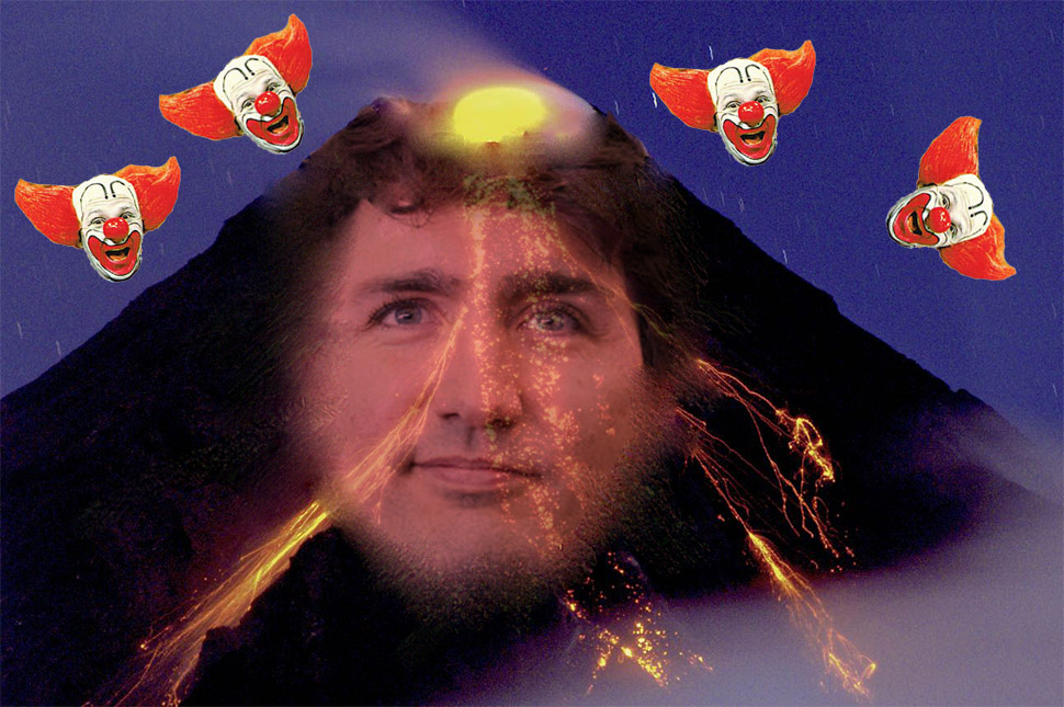 El volcán del Trudeau has blown its bozo load, and erupted across the countryside